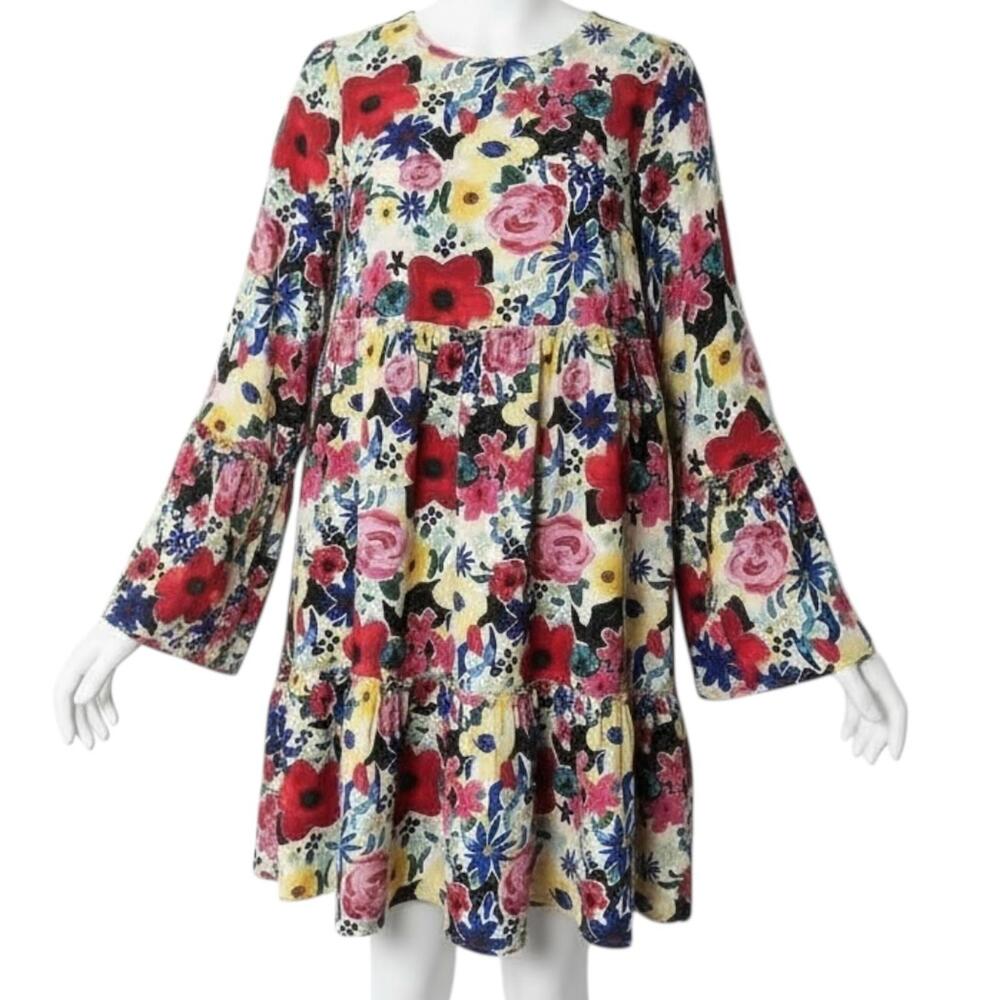 NA-KD Flounced Floral Chiffon Dress Size M BohoStyle RomanticFemme